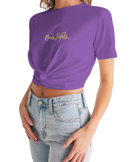FC #8249a7 / Kurzes T-Shirt mit Twist-Front